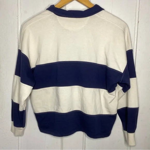 Atelier by Kirious size S striped oversized cropped preppy casual rugby polo top - Picture 2 of 8